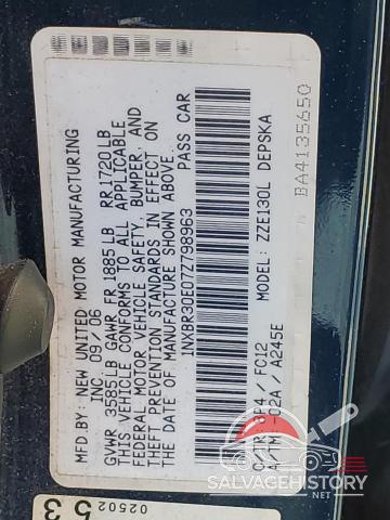 1NXBR30E07Z798963 2007 TOYOTA COROLLA photo no. 12