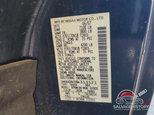 1N6BA06C98N313521 2008 NISSAN TITAN photo no. 12