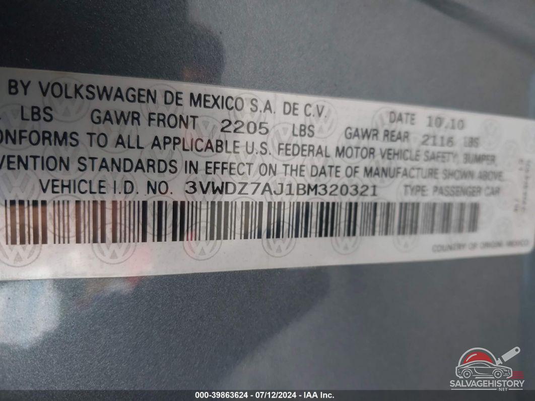 3VWDZ7AJ1BM320321 2011 VOLKSWAGEN JETTA photo no. 9