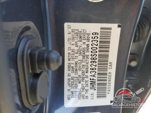 JHMFA36298S002359 2008 HONDA CIVIC photo no. 12
