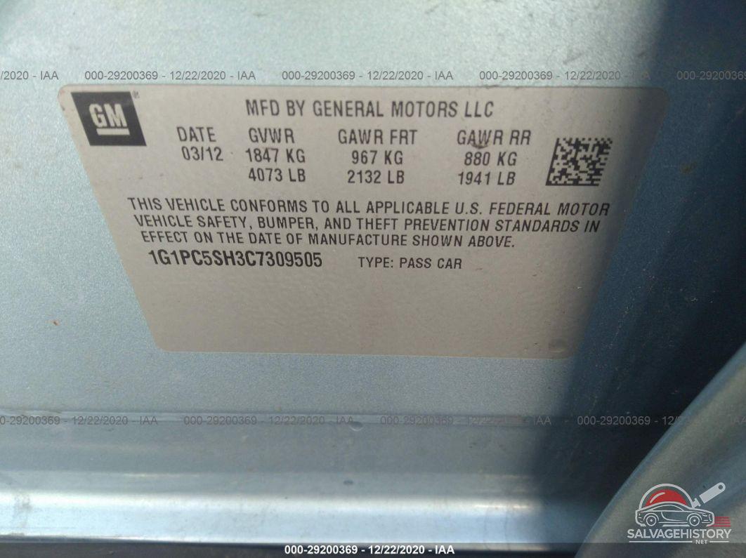 1G1PC5SH3C7309505 2012 CHEVROLET CRUZE photo no. 9