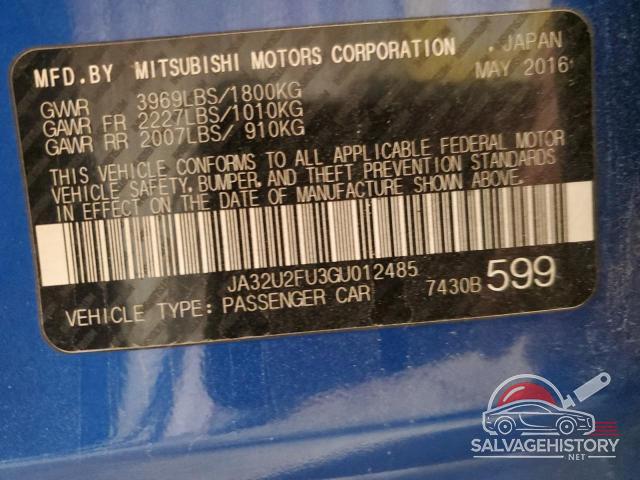 JA32U2FU3GU012485 2016 MITSUBISHI LANCER photo no. 12