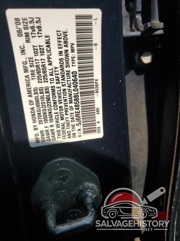 5J6RE48588L040640 2008 HONDA CRV photo no. 13