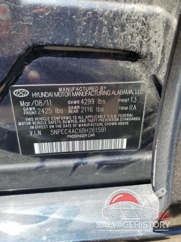 5NPEC4ACXBH261591 2011 HYUNDAI SONATA photo no. 12