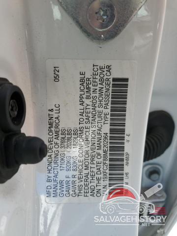 19XFC2F88ME202964 2021 HONDA CIVIC photo no. 12