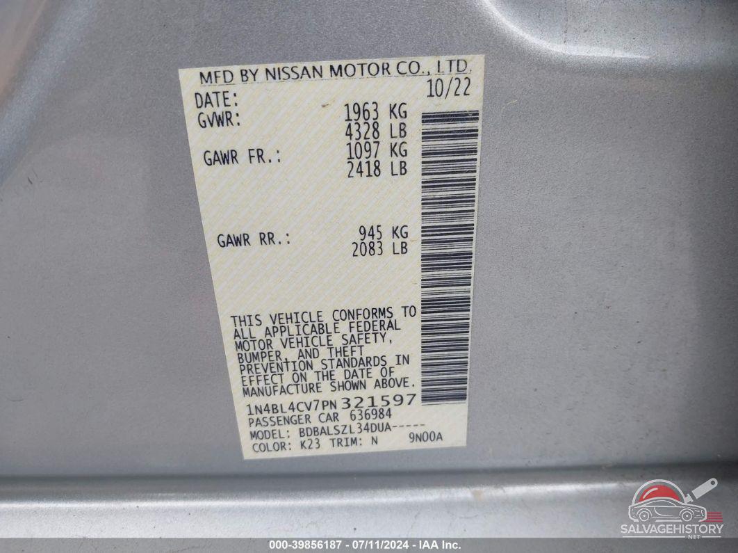 1N4BL4CV7PN321597 2023 NISSAN ALTIMA photo no. 9