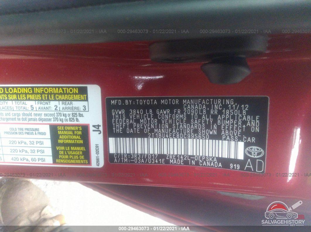 2T1BU4EE8DC995650 2013 TOYOTA COROLLA photo no. 9