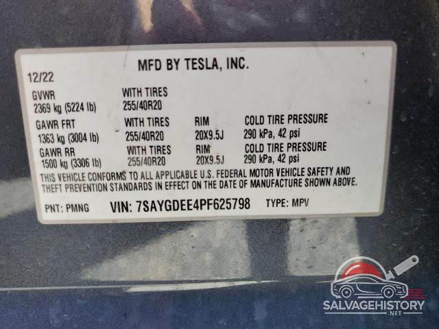 7SAYGDEE4PF625798 2023 TESLA MODEL Y photo no. 12