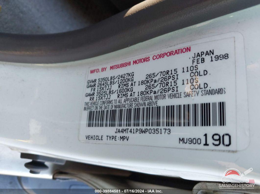 JA4MT41P9WP035173 1998 MITSUBISHI MONTERO SPORT photo no. 9