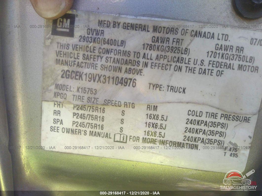 2GCEK19VX31104976 2003 CHEVROLET SILVERADO 1500 photo no. 9