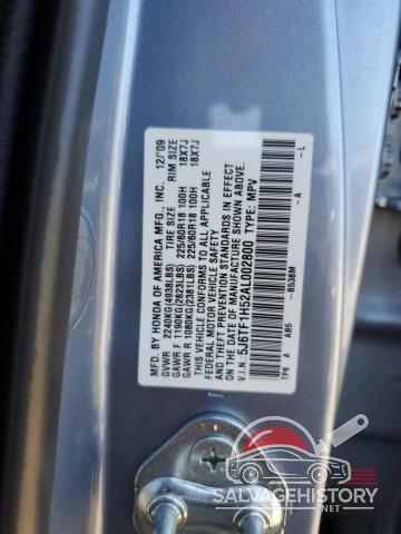 5J6TF1H52AL002800 2010 HONDA ACCORD photo no. 14
