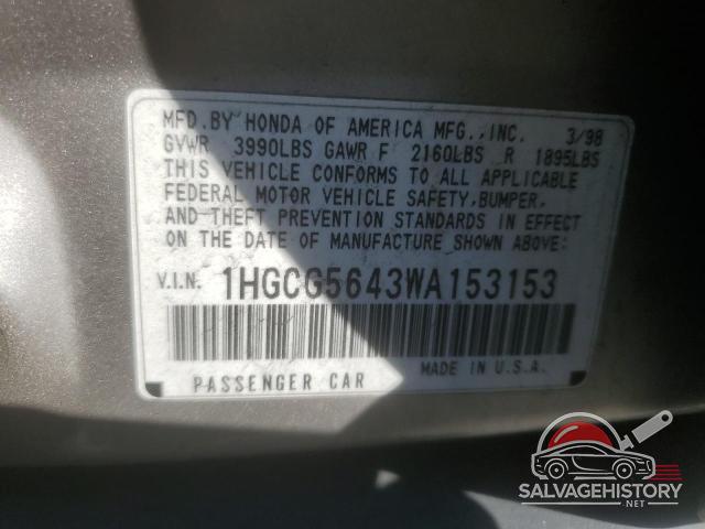 1HGCG5643WA153153 1998 HONDA ACCORD photo no. 12