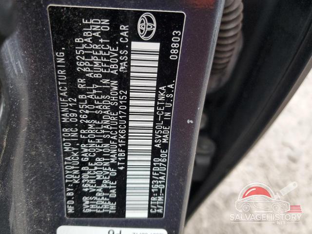 4T1BF1FK6CU170152 2012 TOYOTA CAMRY photo no. 12