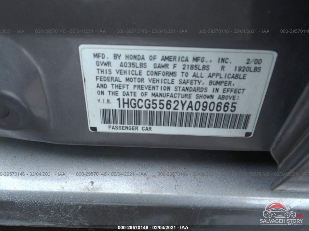 1HGCG5562YA090665 2000 HONDA ACCORD SDN photo no. 9