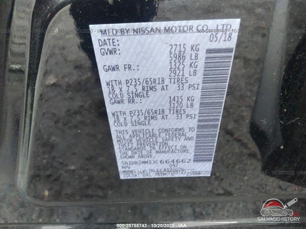 5N1DR2MM5JC664662 2018 NISSAN PATHFINDER photo no. 9