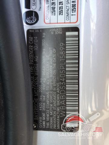 WBABD53405PL15899 2005 BMW 3 SERIES photo no. 12