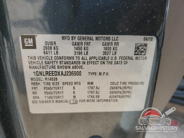 1GNLREEDXAJ236900 2010 CHEVROLET TRAVERSE photo no. 14