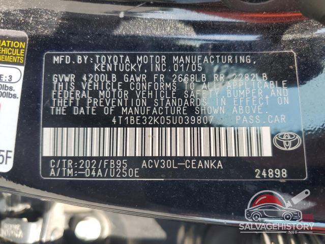 4T1BE32K05U039807 2005 TOYOTA CAMRY photo no. 12