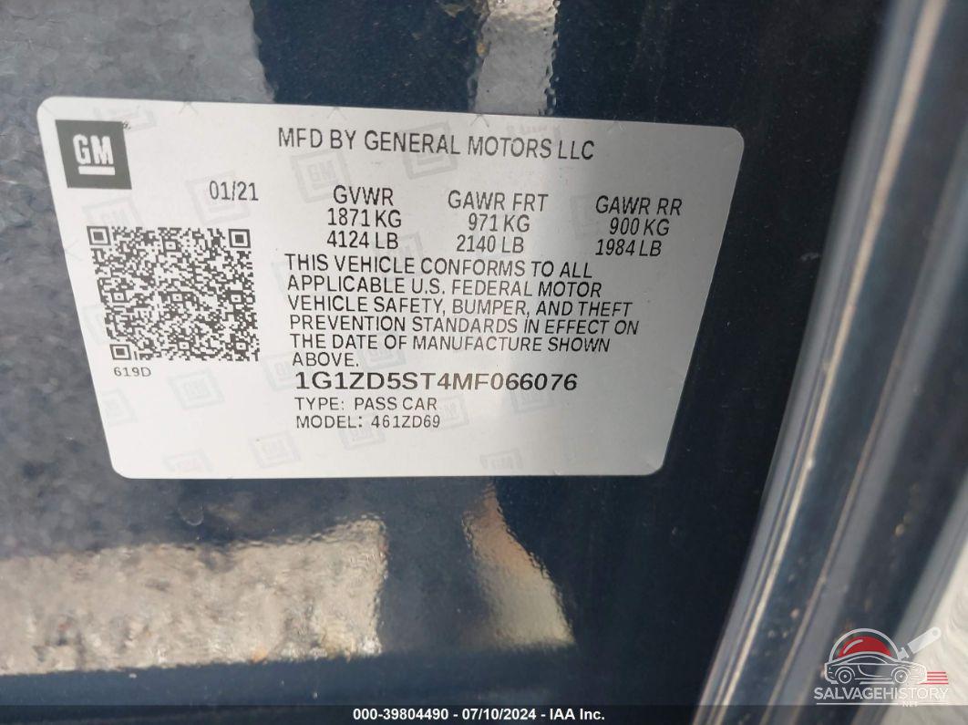 1G1ZD5ST4MF066076 2021 CHEVROLET MALIBU photo no. 9