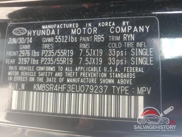 KM8SR4HF3EU079237 2014 HYUNDAI SANTA FE photo no. 12