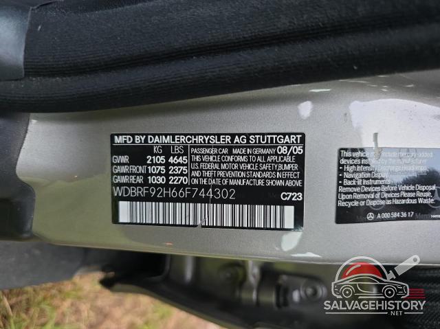 WDBRF92H66F744302 2006 MERCEDES-BENZ C-CLASS photo no. 10