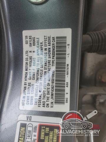 JHMFA36219S018833 2009 HONDA CIVIC photo no. 12