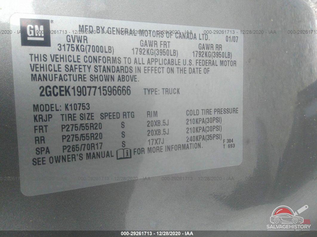 2GCEK190771596666 2007 CHEVROLET SILVERADO 1500 photo no. 9