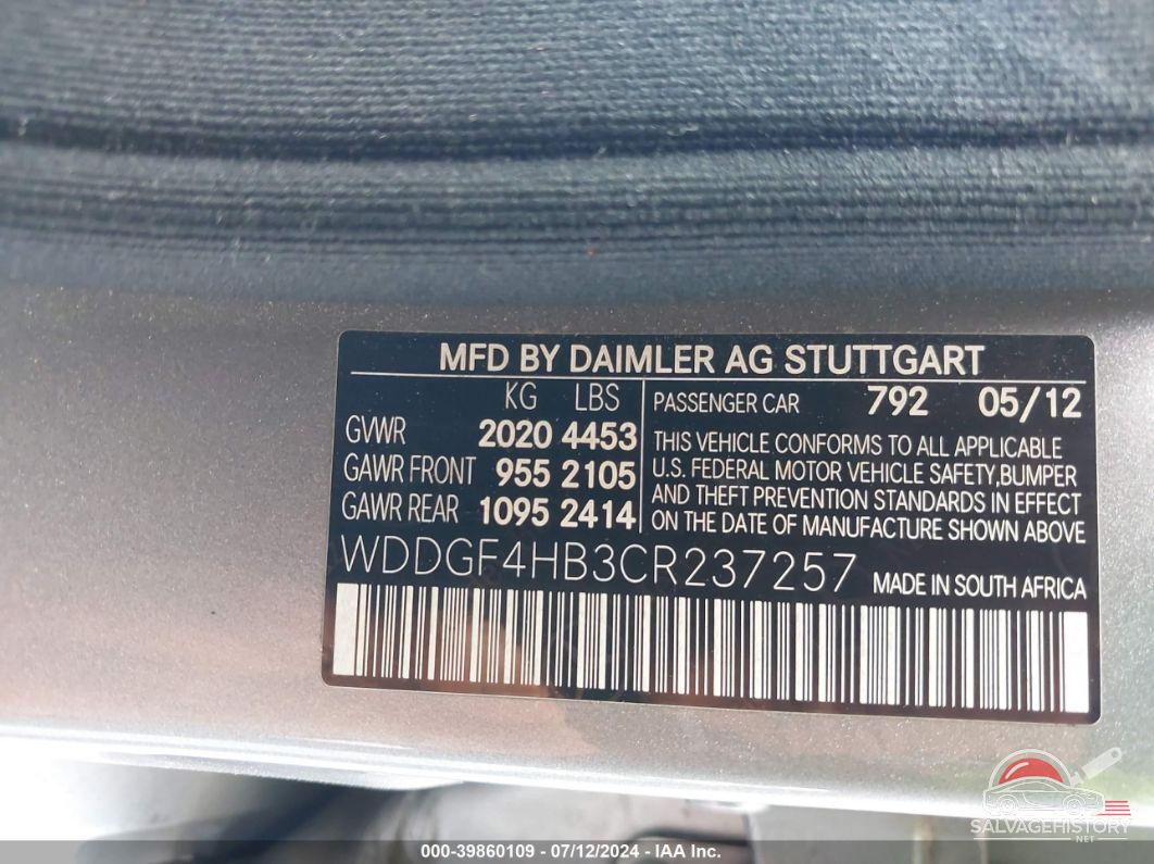 WDDGF4HB3CR237257 2012 MERCEDES-BENZ C 250 photo no. 9