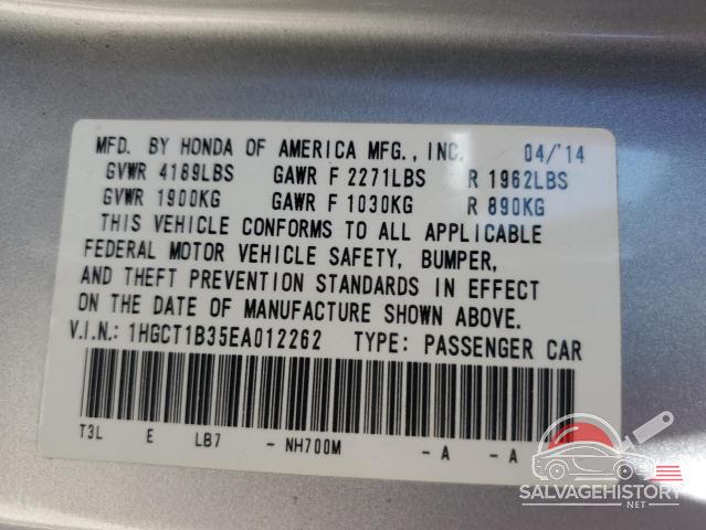 1HGCT1B35EA012262 2014 HONDA ACCORD photo no. 12
