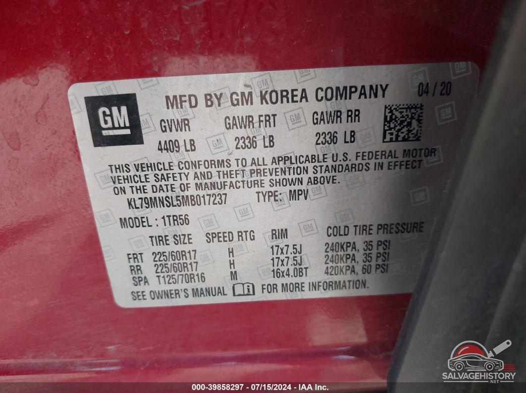 KL79MNSL5MB017237 2021 CHEVROLET TRAILBLAZER photo no. 9