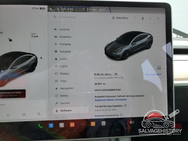 5YJ3E1EA9MF911361 2021 TESLA MODEL 3 photo no. 9