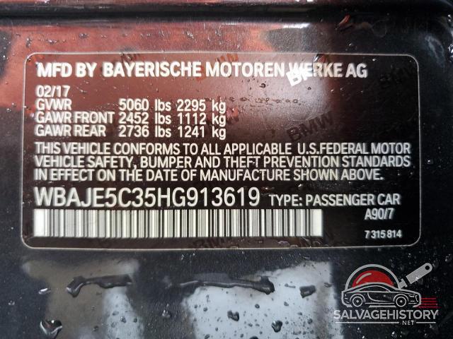 WBAJE5C35HG913619 2017 BMW 5 SERIES photo no. 12