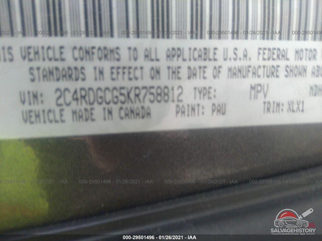 2C4RDGCG5KR758812 2019 DODGE GRAND CARAVAN photo no. 9