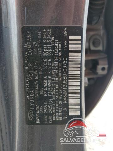 KM8JM12B58U709780 2008 HYUNDAI TUCSON photo no. 12