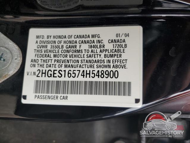 2HGES16574H548900 2004 HONDA CIVIC photo no. 12