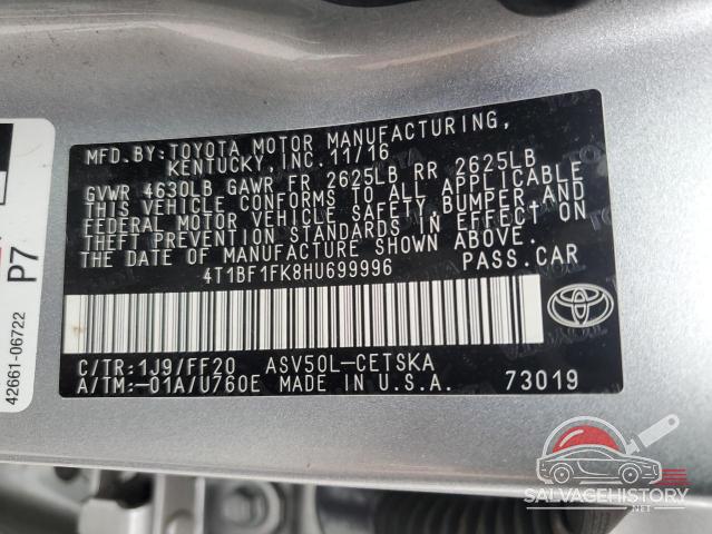 4T1BF1FK8HU699996 2017 TOYOTA CAMRY photo no. 12