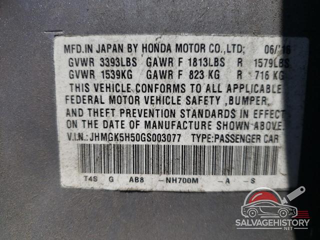 JHMGK5H50GS003077 2016 HONDA FIT photo no. 12