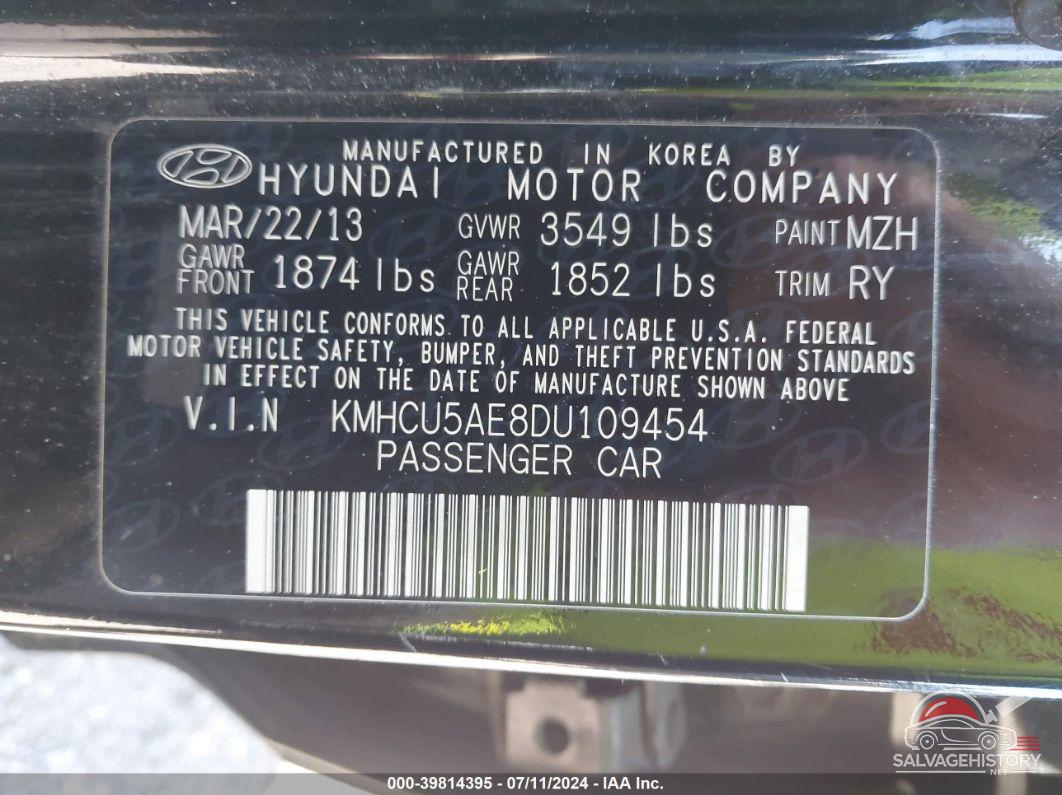 KMHCU5AE8DU109454 2013 HYUNDAI ACCENT photo no. 9