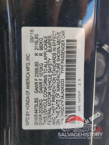 1HGCV1F34JA243233 2018 HONDA ACCORD photo no. 13