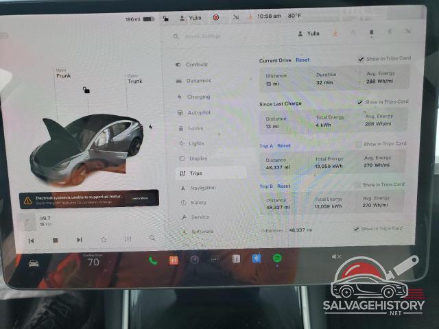 5YJ3E1EBXKF517633 2019 TESLA MODEL 3 photo no. 9
