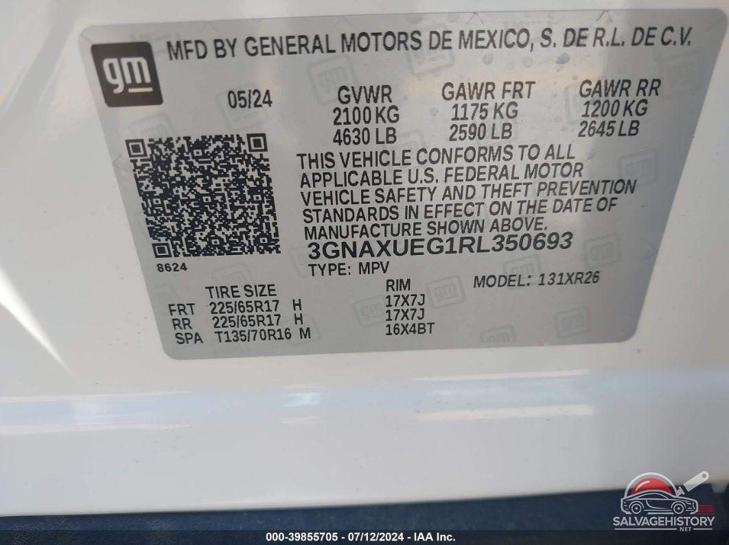 3GNAXUEG1RL350693 2024 CHEVROLET EQUINOX photo no. 9