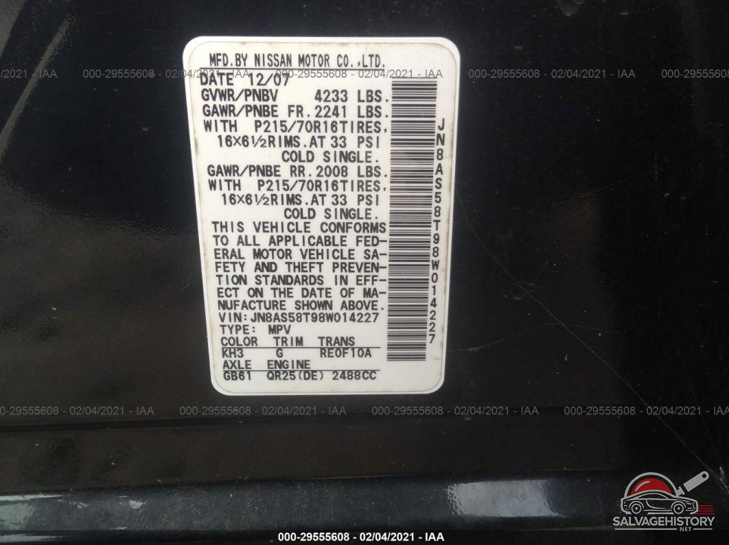 JN8AS58T98W014227 2008 NISSAN ROGUE photo no. 9