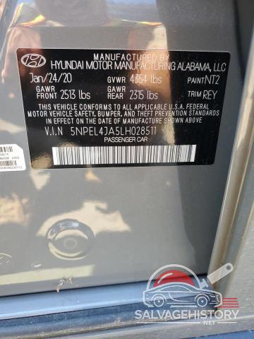 5NPEL4JA5LH028511 2020 HYUNDAI SONATA photo no. 12