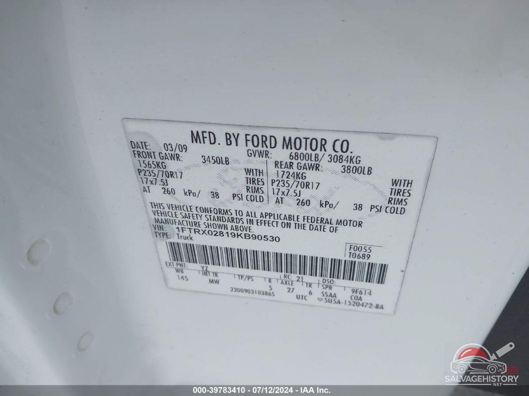 1FTRX02819KB90530 2009 FORD F-150 photo no. 9