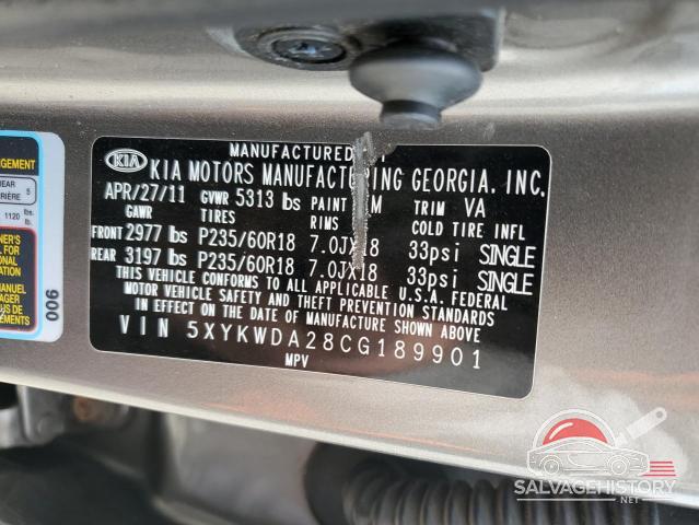 5XYKWDA28CG189901 2012 KIA SORENTO photo no. 13