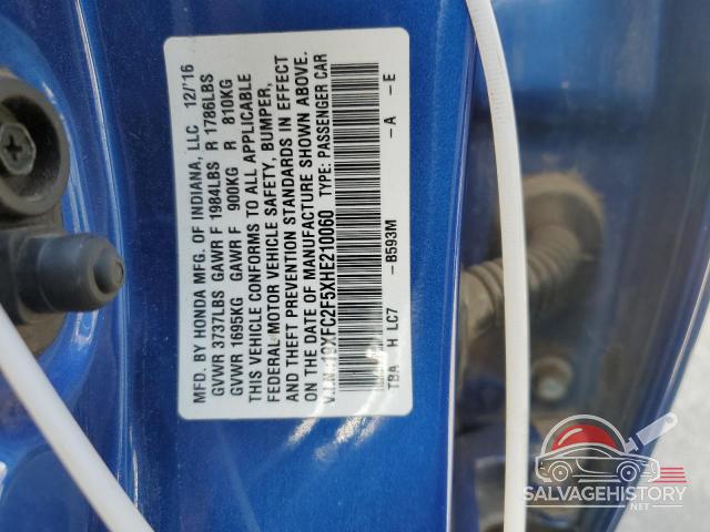 19XFC2F5XHE210060 2017 HONDA CIVIC photo no. 12