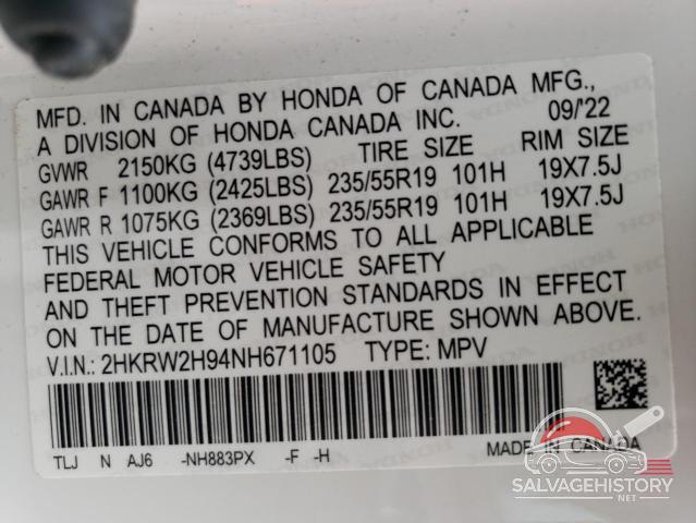 2HKRW2H94NH671105 2022 HONDA CRV photo no. 13