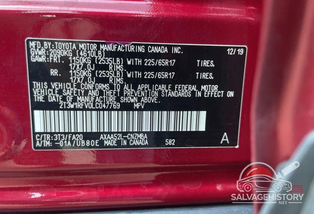 2T3W1RFV0LC047769 2020 TOYOTA RAV4 photo no. 10
