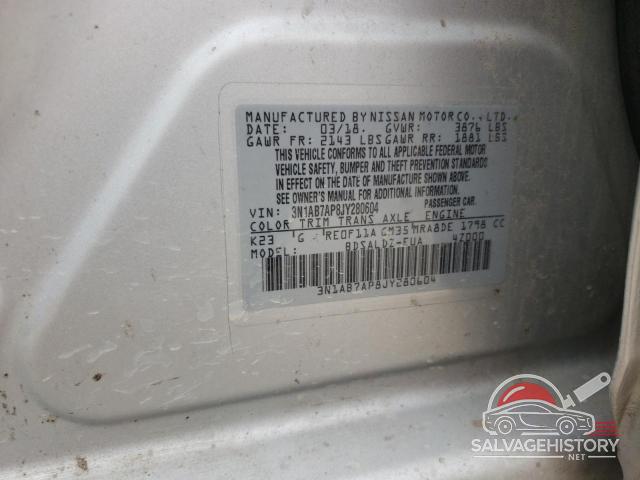 3N1AB7AP8JY280604 2018 NISSAN SENTRA photo no. 12