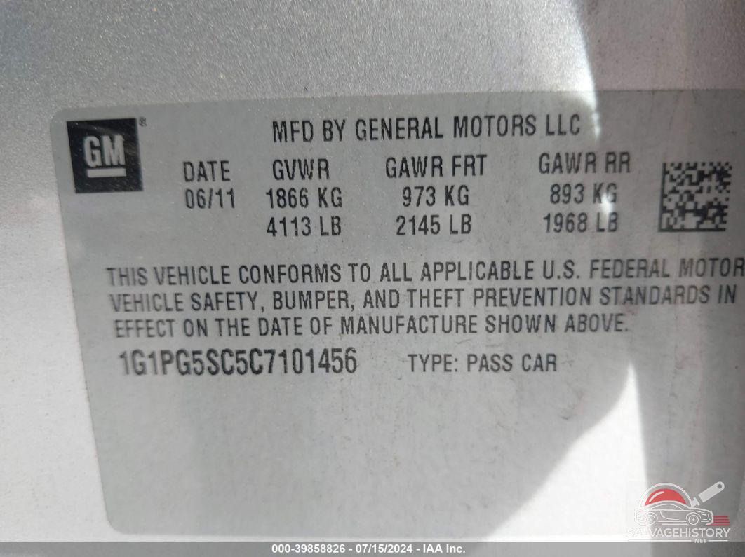 1G1PG5SC5C7101456 2012 CHEVROLET CRUZE photo no. 9